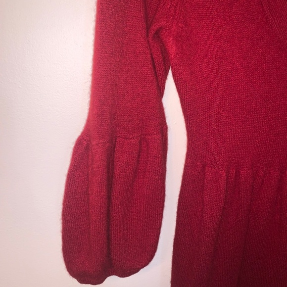 Vince Burgundy 100% Cashmere Peplum Balloon Sleeve Sweater M - Picture 5 of 7